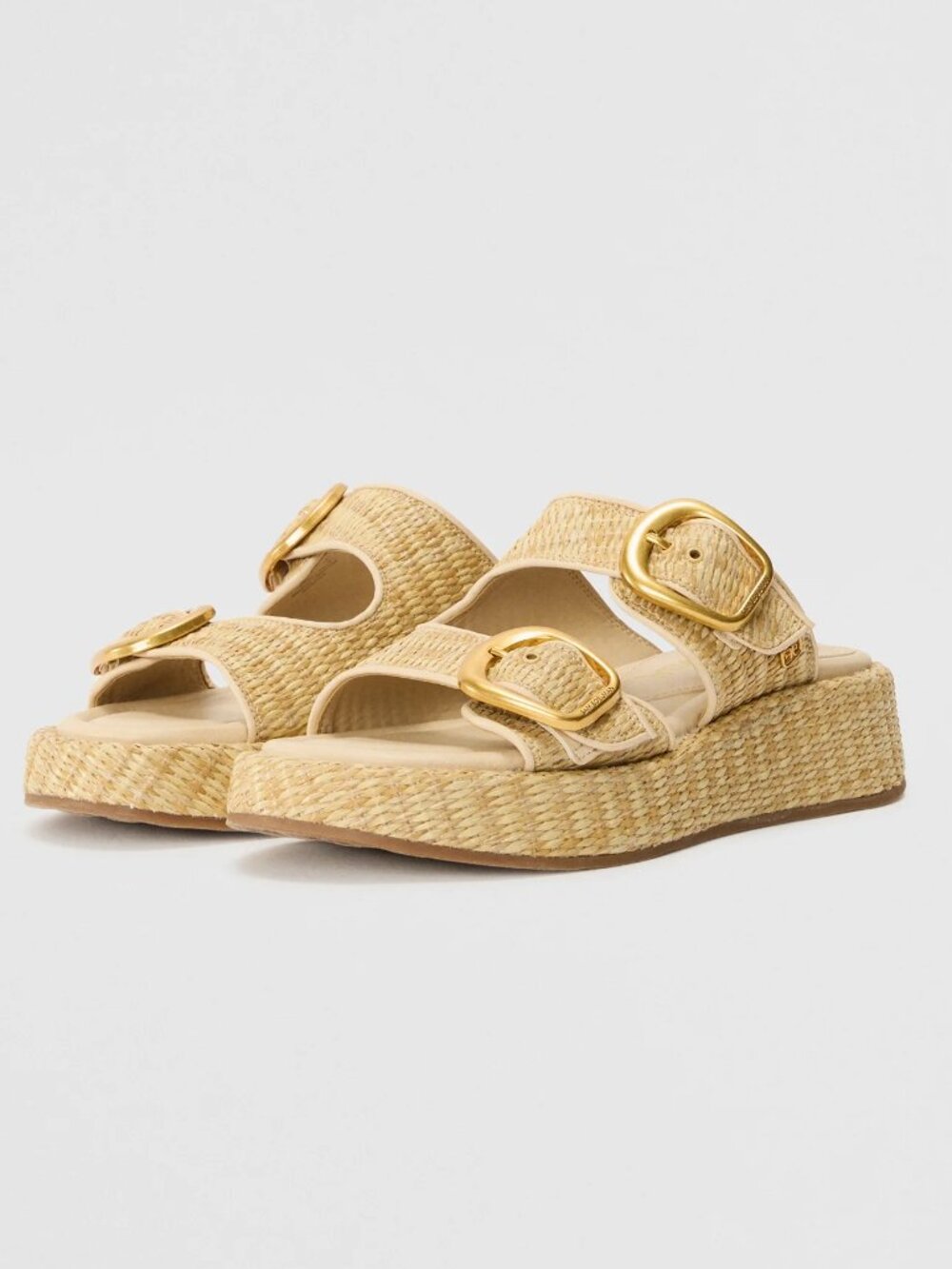 NWT Sam Edelman Nerissa Buckle Slide Flat Sandals Natural Size 5